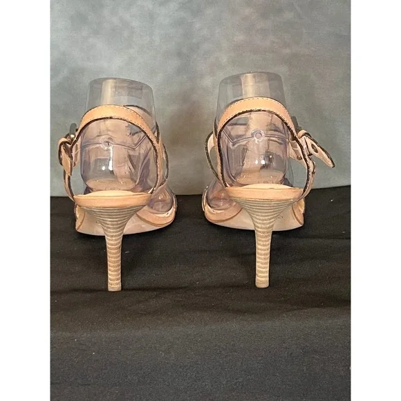 Coach Robin T-Strap Tan Leather Strappy Stiletto Heels Sandals Women's Size 10 B - Picture 5 of 9